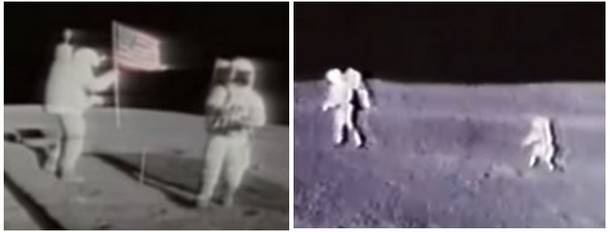 Astronauti mentre camminano sulla Luna (Mare della Tranquillità)